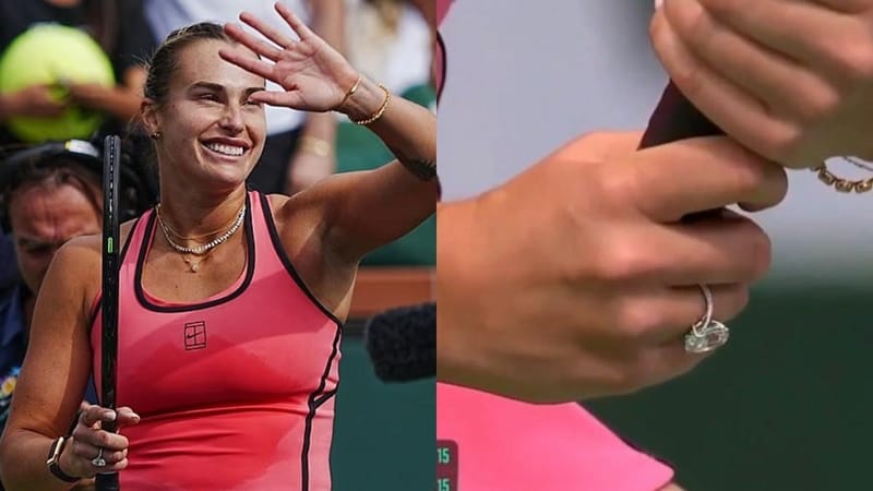 Aryna Sabalenka compite en Indian Wells Open luciendo anillo de compromiso de alto valor imagen de la publicación