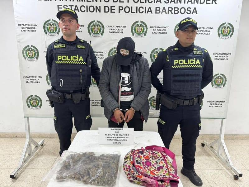 Cayó con más de 500 gramos de marihuana en Zapatoca imagen de la publicación