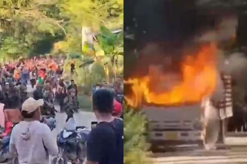 Brutal asonada en Tolima deja 13 militares heridos y vehículo policial incinerado imagen de la publicación