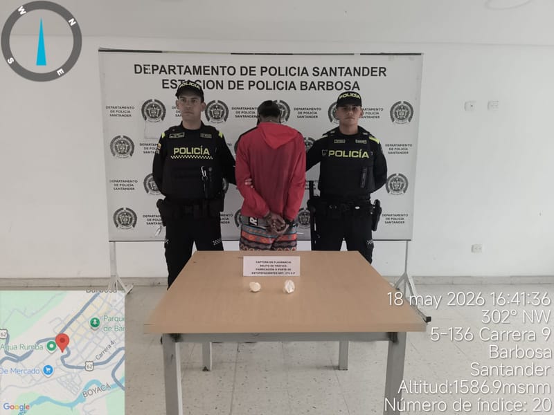 Golpe al narcomenudeo en San Gil y Barbosa: incautaron decenas de dosis de bazuco y coca imagen de la publicación