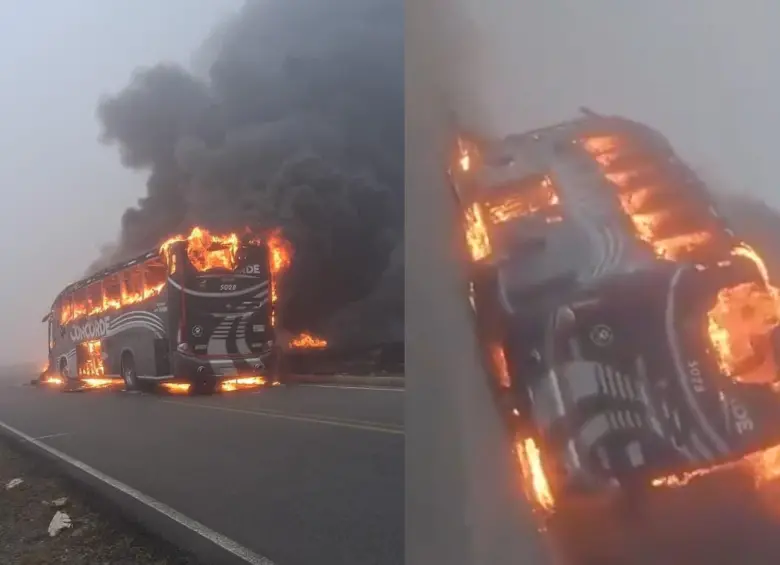 Pánico en Santander: ELN incineró bus en Santander imagen de la publicación